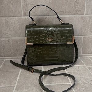 Dune London Olive Croc-Embossed Top Handle Bag